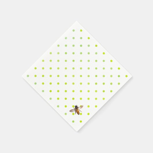 Serviette En Papier Miel Bee | motif à pois vert rétro (Coin)