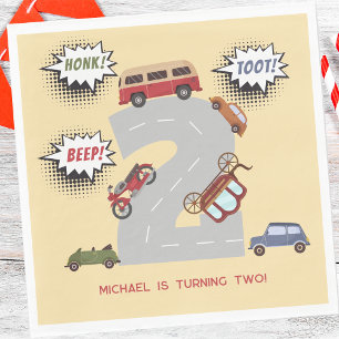 Serviette En Papier Miel bip toot rétro véhicules deuxième anniversair