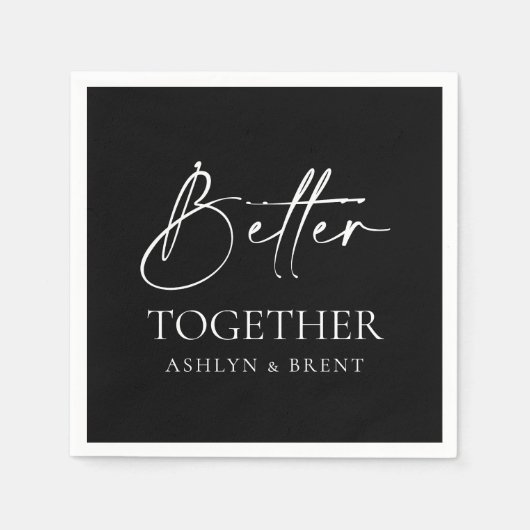 Serviette En Papier Mieux Ensemble Black Mariage Cocktail Napkins (Devant)