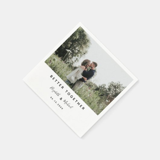 Serviette En Papier Mieux Ensemble Photo Moderne Élégant Simple Script (Coin)