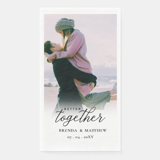 Serviette En Papier Mieux Ensemble Script Photo Enregistrer La Date (Devant)