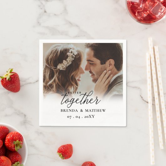 Serviette En Papier Mieux Ensemble Script Photo Enregistrer La Date (En situation)