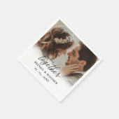 Serviette En Papier Mieux Ensemble Script Photo Enregistrer La Date (Coin)
