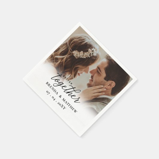 Serviette En Papier Mieux Ensemble Script Photo Enregistrer La Date (Coin)