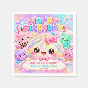 Serviette En Papier Mignon Bao Dumpling Pailleté Squishy Fête Annivers