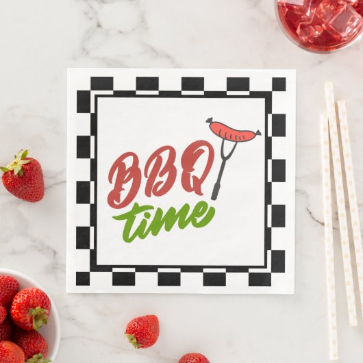 Serviette En Papier mignon BBQ Time word art (En situation)