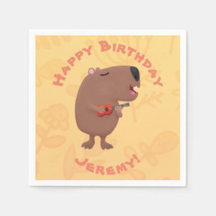 Serviette En Papier Mignon capybara dessin d'anniversaire personnalisé