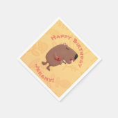 Serviette En Papier Mignon capybara dessin d'anniversaire personnalisé (Coin)