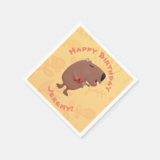 Serviette En Papier Mignon capybara dessin d'anniversaire personnalisé (Coin)