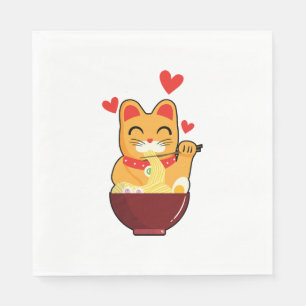 Serviette En Papier mignon Chat manger Ramen nouilles, Cadeau Amoureux