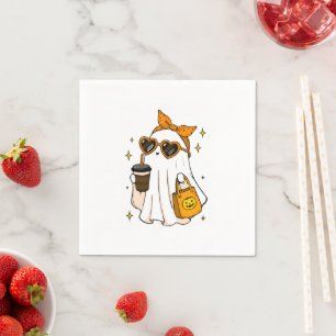Serviette En Papier Mignon Fantôme de la Saison Effrayante avec Café G