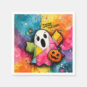 Serviette En Papier Mignon fantôme patchwork Art éclaboussé de couleur