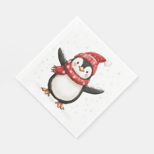 Serviette En Papier mignon manchot drôle en écharpe et casquette pour  (Coin)