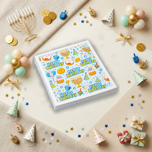 Serviette En Papier Mignon motif de Hanukkah d'anniversaire bleu Kawai