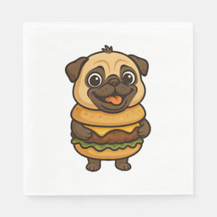 Serviette En Papier Mignon pug avec hamburger cheeseburger mythe cré