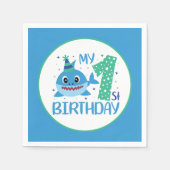 Serviette En Papier mignon requin-bébé unisexe Premier anniversaire (Devant)