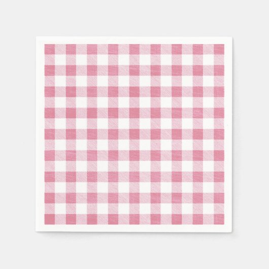 Serviette En Papier Mignon Simple Fille Prépayé Rose Gingham Carreaux  (Devant)