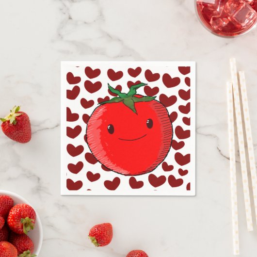 Serviette En Papier Mignonette Cartoon Tomato Lover (En situation)