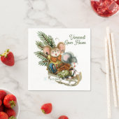 Serviette En Papier Mignonne, Amusante Souris de Noël Hiver Fête Perso (En situation)