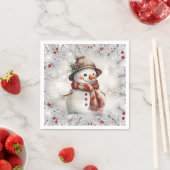 Serviette En Papier Mignonne bonhomme de neige de Noël (En situation)