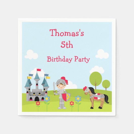 Serviette En Papier Mignonne Brunette Chevalier 'Je suis allé à' (Devant)