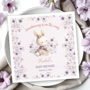 Serviette En Papier Mignonne Bunny de printemps violet Baby shower Flo
