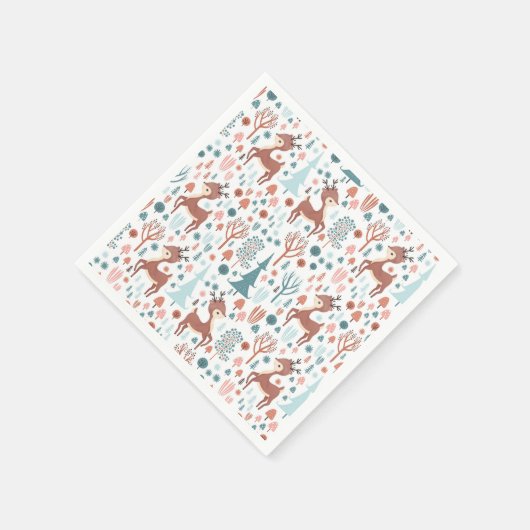 Serviette En Papier Mignonne cerf en Forêt Whimsical Noël Motif (Coin)