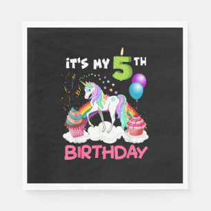 Serviette En Papier Mignonne C'est mon cinquième anniversaire Unicorn