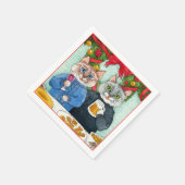 Serviette En Papier Mignonne chat couple serviettes de fête de Noël (Coin)