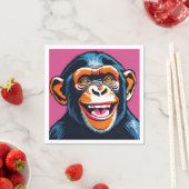 Serviette En Papier Mignonne Chimpanzée rit (En situation)