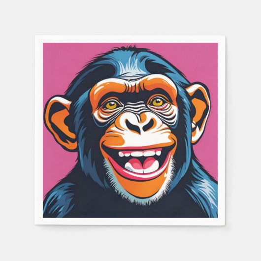 Serviette En Papier Mignonne Chimpanzée rit (Devant)