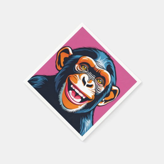 Serviette En Papier Mignonne Chimpanzée rit (Coin)