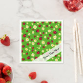 Serviette En Papier mignonne coccinelle et marguerite vert motif (En situation)