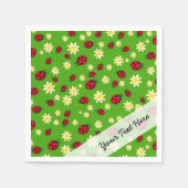 Serviette En Papier mignonne coccinelle et marguerite vert motif (Devant)