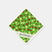 Serviette En Papier mignonne coccinelle et marguerite vert motif (Coin)
