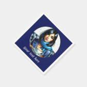 Serviette En Papier Mignonne d'ajouter votre texte femme de café (Coin)