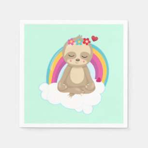 Serviette En Papier Mignonne fente Brown méditant sur un nuage