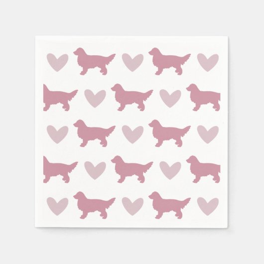 Serviette En Papier Mignonne Golden Retriever Chien Rose Valentines (Devant)