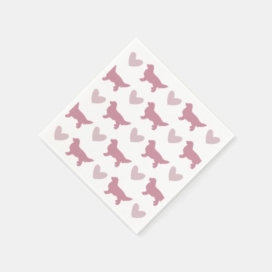 Serviette En Papier Mignonne Golden Retriever Chien Rose Valentines (Coin)