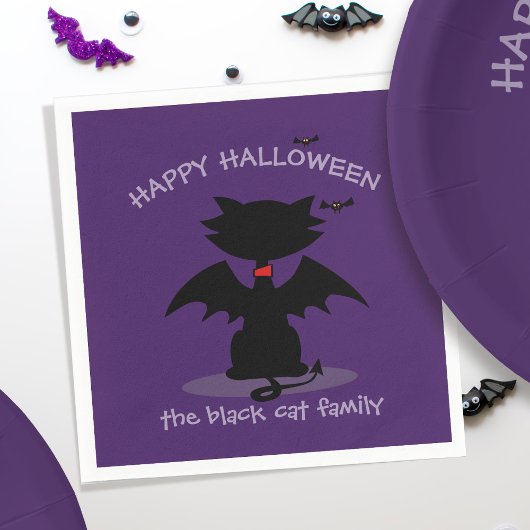 Serviette En Papier Mignonne Halloween Chat Noir Ailes Chat Pâtes viol