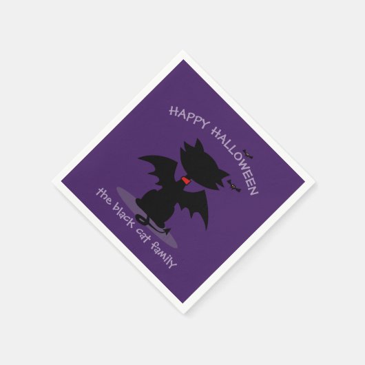 Serviette En Papier Mignonne Halloween Chat Noir Ailes Chat Pâtes viol (Coin)
