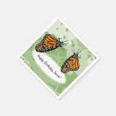 Serviette En Papier Mignonne Insectes Joueuses Papillons Monarque Vert (Coin)