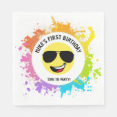 Serviette En Papier Mignonne Joyeux Visage, Lunettes d'Aviateur, Amusa (Devant)