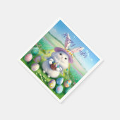 Serviette En Papier Mignonne lapin de Pâques 01 (Coin)