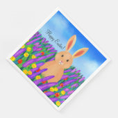 Serviette En Papier Mignonne lapin de Pâques dans les fleurs (Coin)