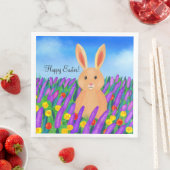 Serviette En Papier Mignonne lapin de Pâques dans les fleurs (En situation)