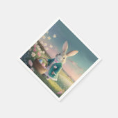 Serviette En Papier Mignonne lapin de Pâques en petite veste bleue (Coin)