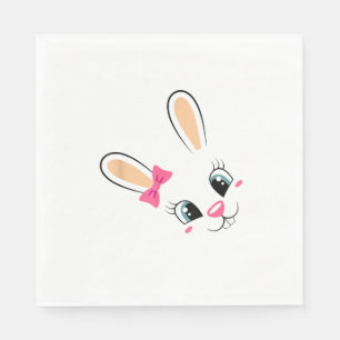 Serviette En Papier Mignonne Lapin Face Lapin De Pâques Drôle Lapin Fi