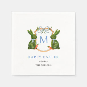 Serviette En Papier Mignonne lapin opiacé Monogrammé Pâques