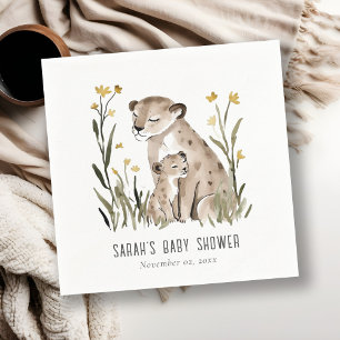 Serviette En Papier Mignonne Maman Rustique et Bébé Tigre Foliage Baby